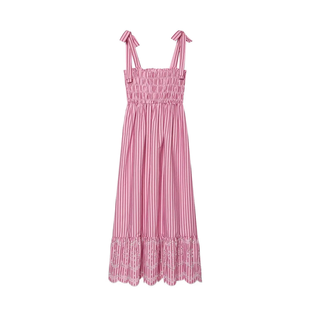 Pink Striped Midi Dresses