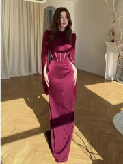 Autumn Elegant and Stylish Flowing Dress, Long-Sleeved Long Dresses