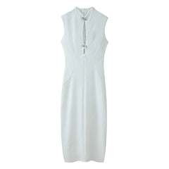 Black White Sexy Vintage Elegant Party Long Dresses Front Button Hollow Out Pencil Maxi Vestidos