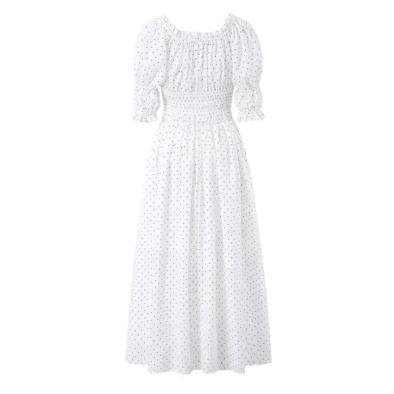 White Polka Dot Maxi Dresses