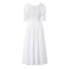 White Polka Dot Maxi Dresses