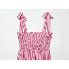 Pink Striped Midi Dresses