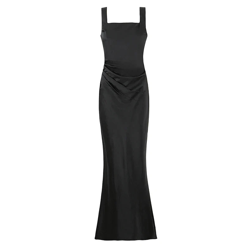 Sexy Spaghetti Straps Slim Fit Long Dresses For Lace Up Back Elegant Evening Party Dresses