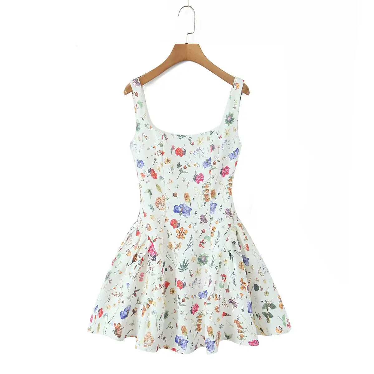 Multicolor Floral Print Sling Short Dresses