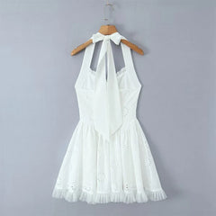 Sexy Backless Halter White Mini Dresses
