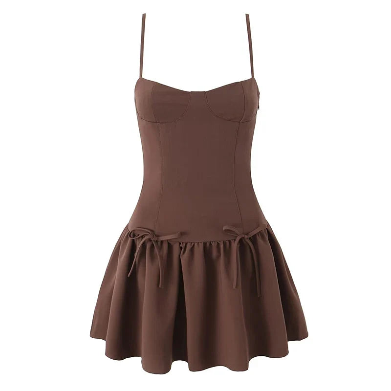 Sexy Coffee Spaghetti Straps Dresses