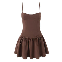 Sexy Coffee Spaghetti Straps Dresses