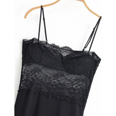 Black Lace Patchowrk Slip Long Dresses