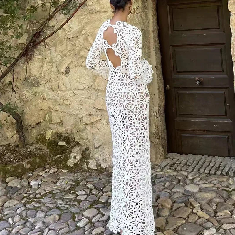 Backless Flower Beach Cover Up Dresses