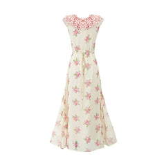 Floral Ruffle V Neck Maxi Dresses