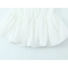 Sexy Spaghetti Straps Balloon Hem White Mini Dresses Summer Vestidos