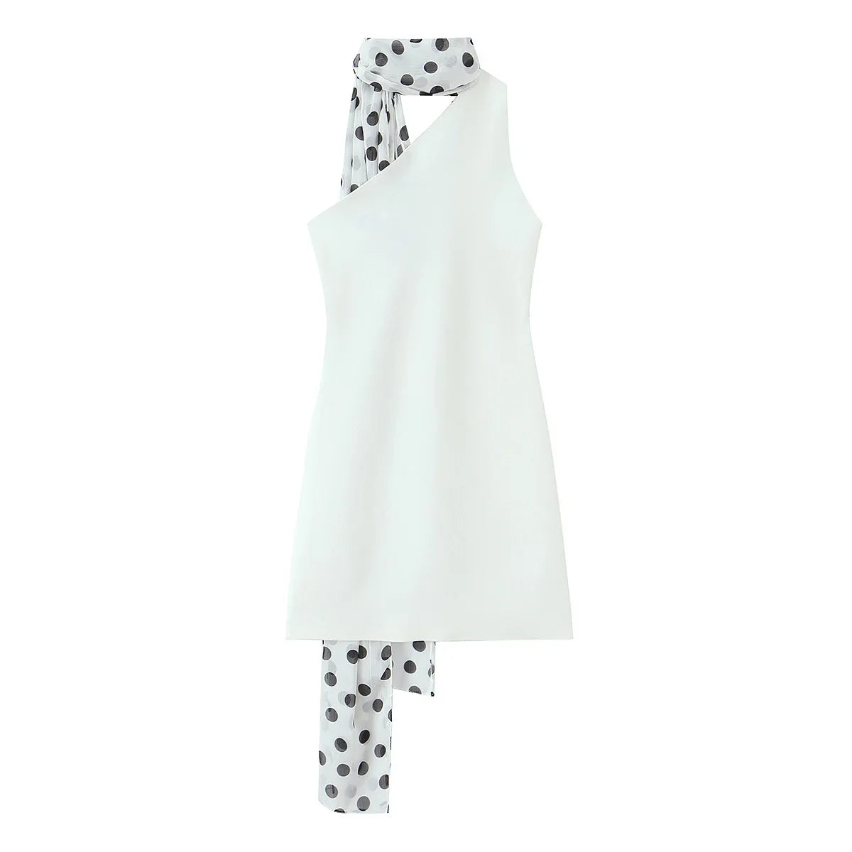 Chic White One Shoulder Sleeveless Mini Dresses