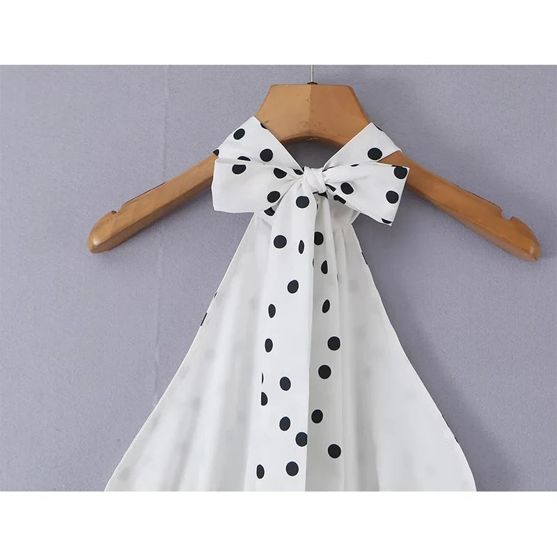 Summer Polka Dot Halter Mini Dresses