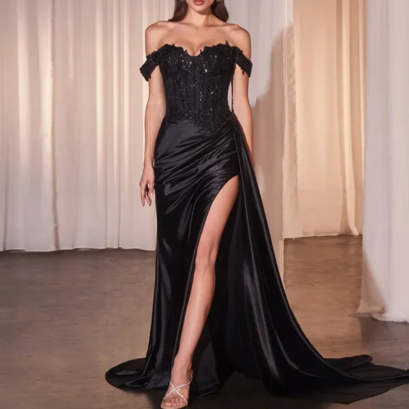 Temperament Luxury Off Shoulder Sequins Dresses
