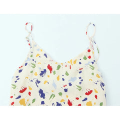 French Vacation Style Spotted Print Sling Dresses