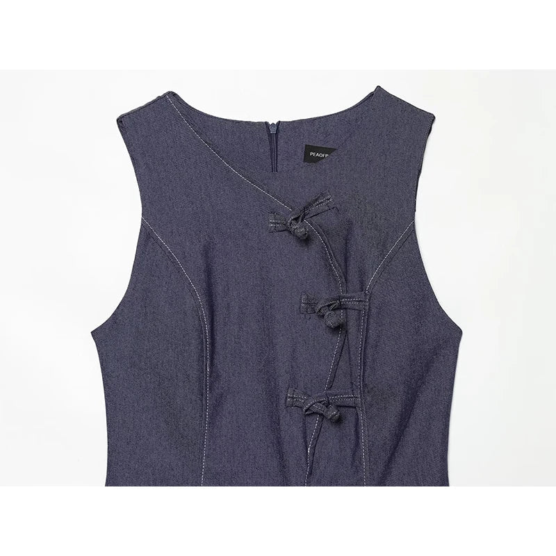 Minimalist Chinese Style Denim Dresses