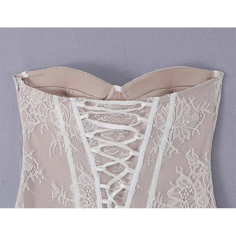 Lace Strapless Corset Mini Dresses