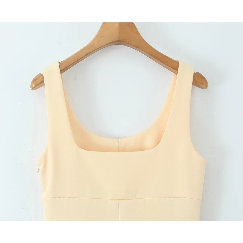 Yellow Sexy Elegant Tank Dresses