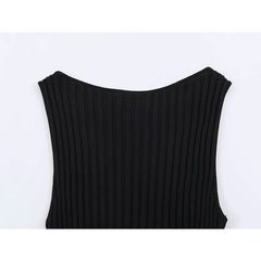 Sleeveless Vertical Ribbed Knit Mini Dresses