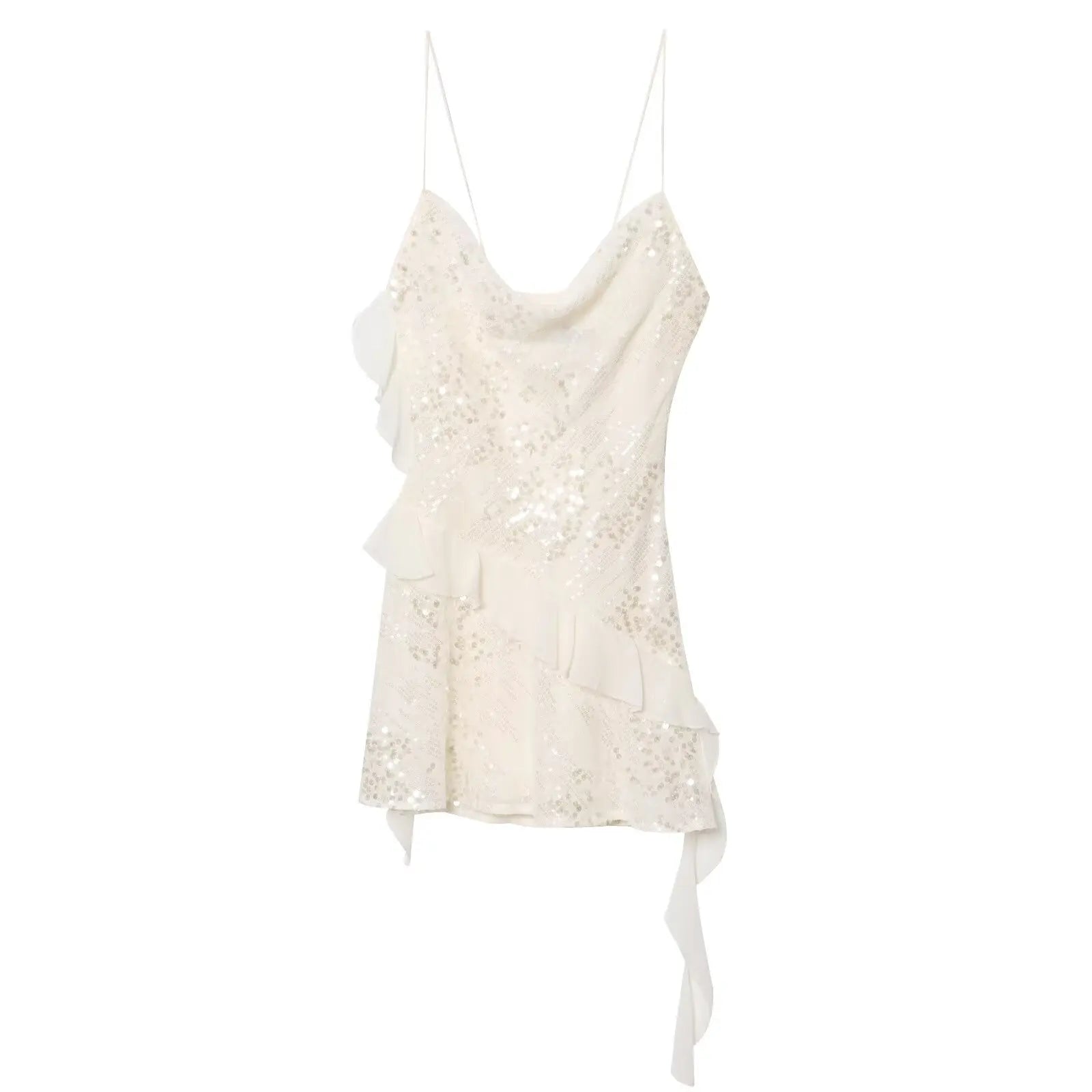 Sequin Ruffle Sling Mini Dresses