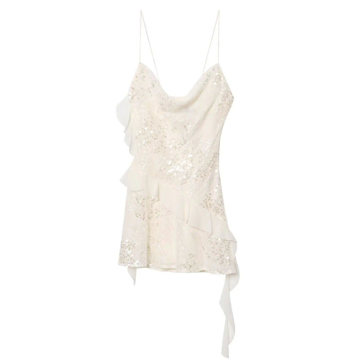Sequin Ruffle Sling Mini Dresses