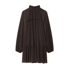Long Sleeve High Neck Short Spring Dresses Female Casual Vestidos