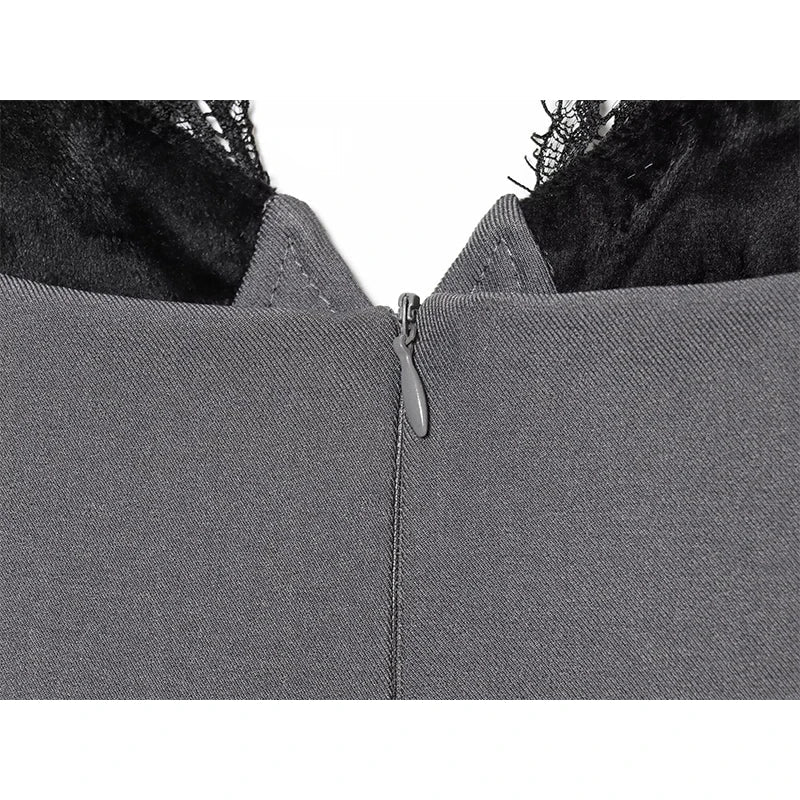 Lace Patchwork Sling Gray Sexy Dresses