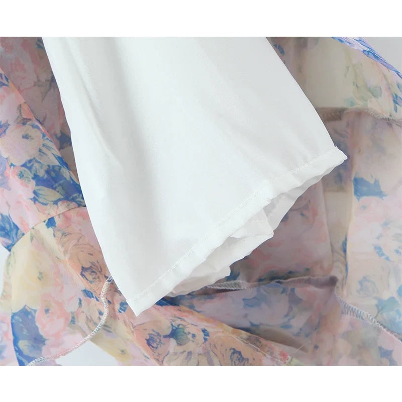 Sexy Backless Sling Floral Print Ruffle Long Dresses