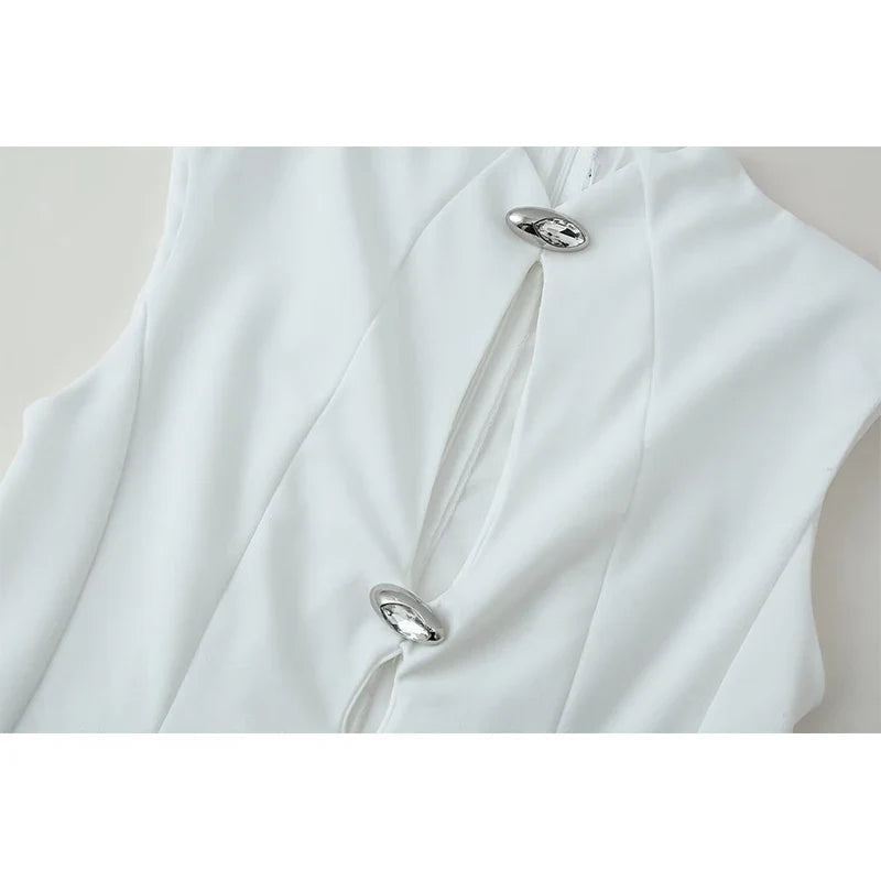 Black White Sexy Vintage Elegant Party Long Dresses Front Button Hollow Out Pencil Maxi Vestidos