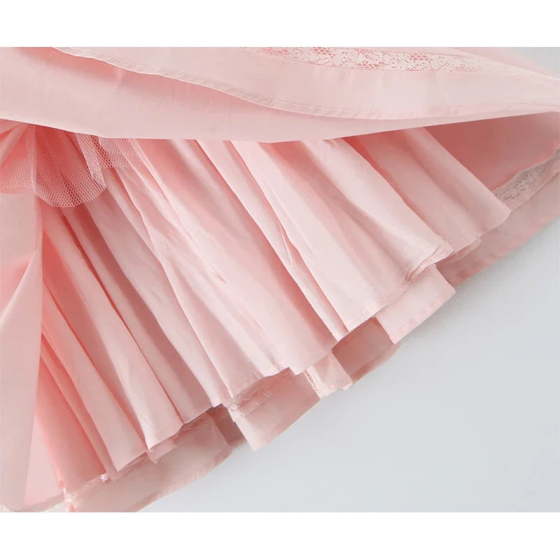 Sweet Pink 3D Bow Strap Tank Dresses