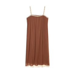 Lace Trim Spaghetti Strap Midi Dresses