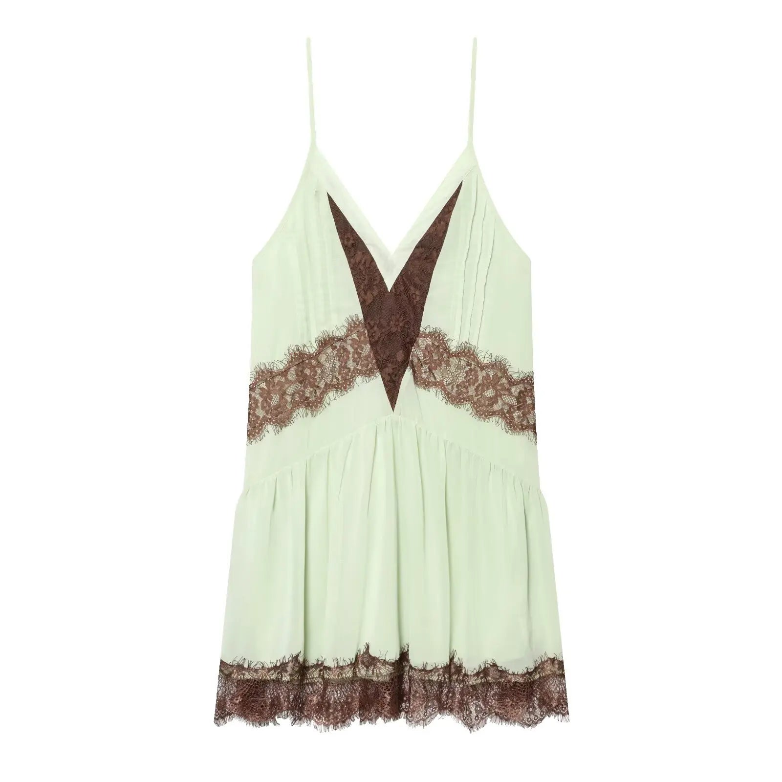 Lace Patchwork Deep V Neck Sling Sexy Dresses