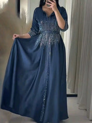 Rhinestone Solid Color Autumn Dresses