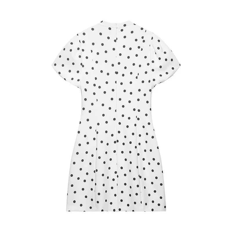 Polka Dot White Mini Dresses