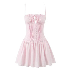 Low Waist Fit And Flare Sling Mini Dresses Wood Ears Summer Sexy Dresses