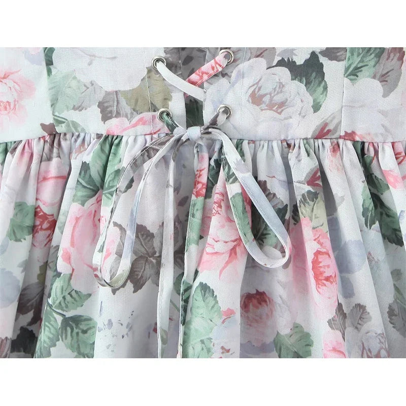 Floral Print Sexy Corset Style Sling Mini Dresses