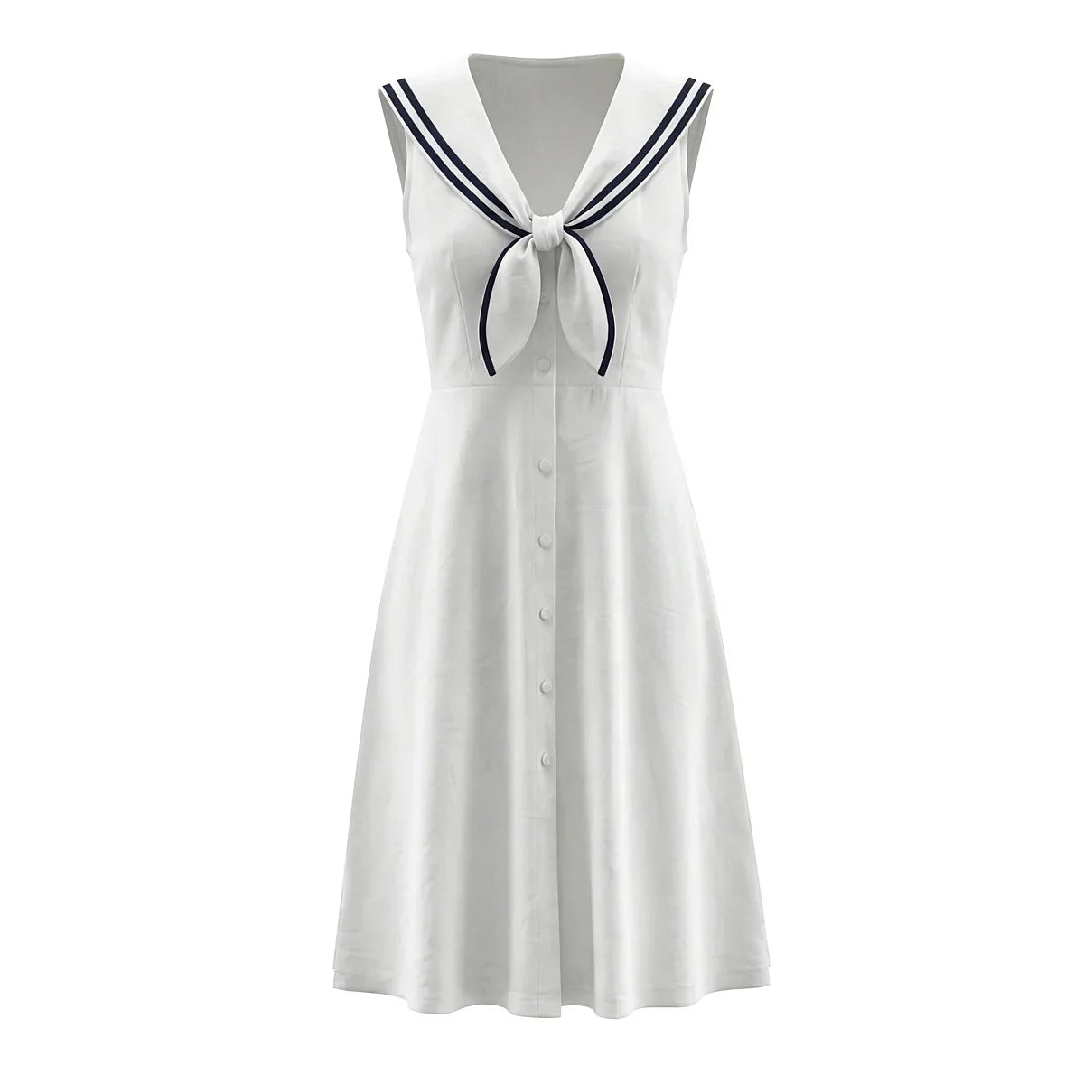 French Retro Sailor Collar Elegant White Dresses