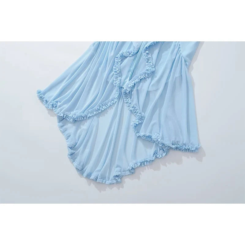 Sexy Elegant Sling Irregular Ruffles Hem Pleated Mermaid Dresses