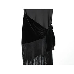 Tassel Patchwork Satin Sling Sexy Dresses