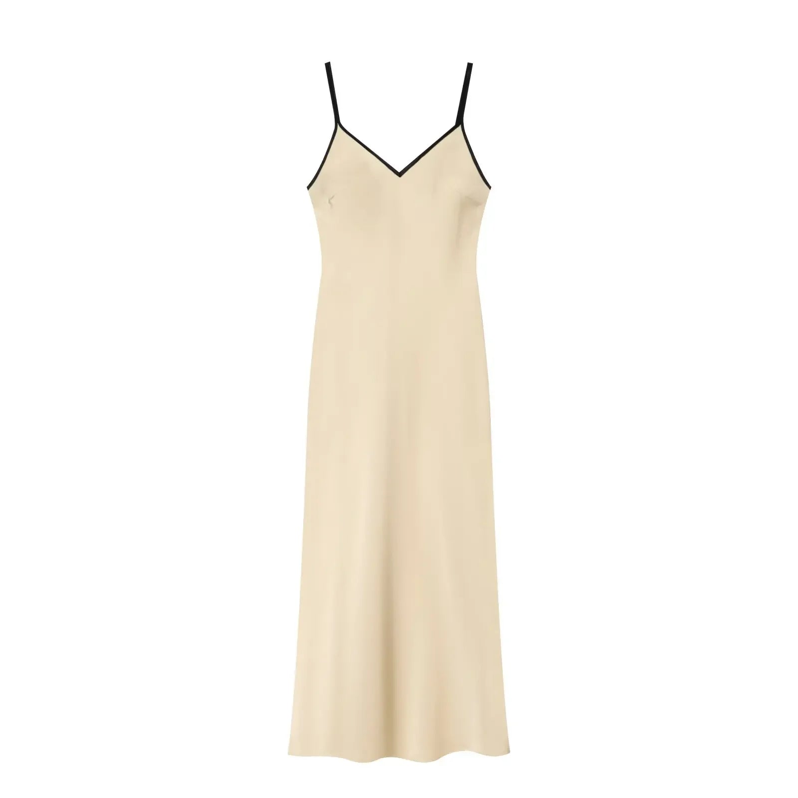 Beige Satin Long Sling Dresses