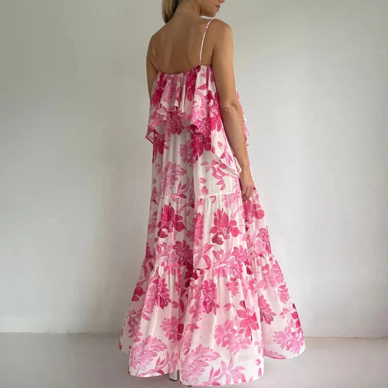Bright Floral Print Loose Fit Beach Dresses