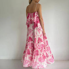 Bright Floral Print Loose Fit Beach Dresses