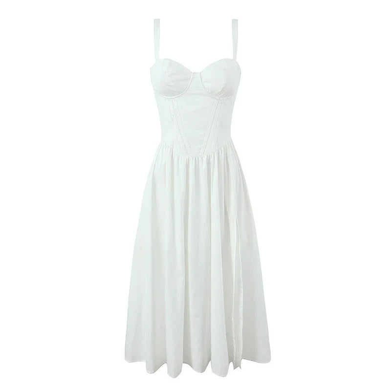 Sexy Elegant Front Slit Sling A-line Midi SunDresses