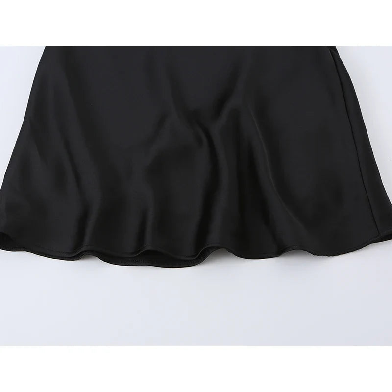 Black Satin Sling Dresses