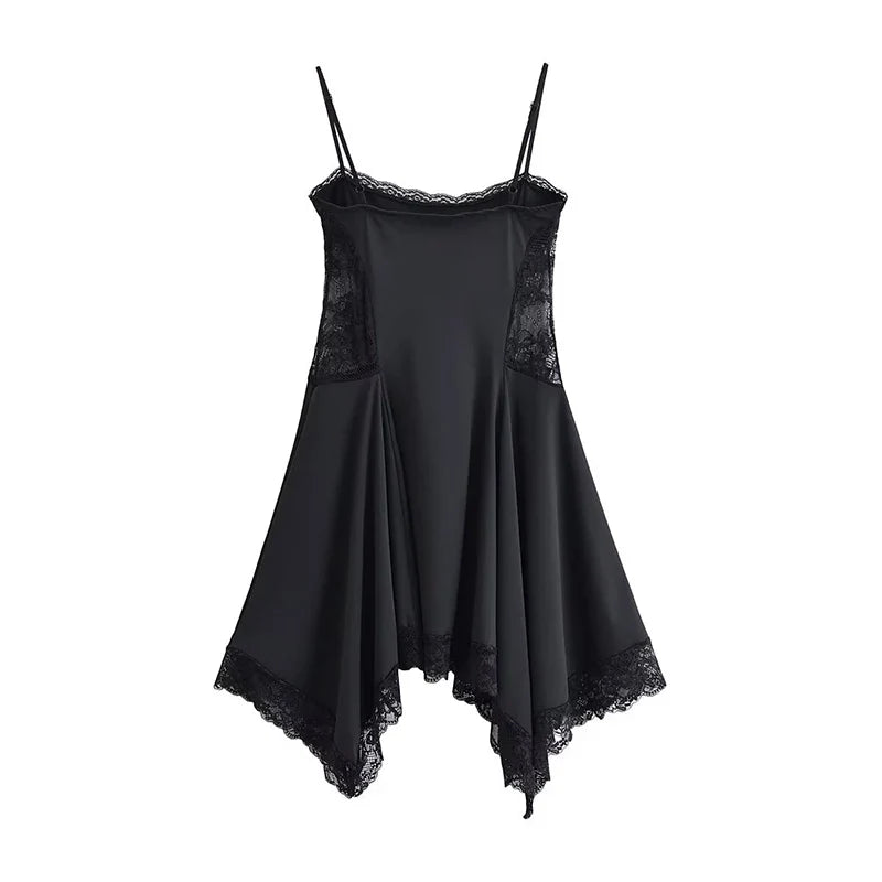 Sexy Spaghetti Straps Lace Patchwork Short Dresses