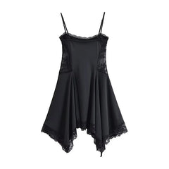 Sexy Spaghetti Straps Lace Patchwork Short Dresses