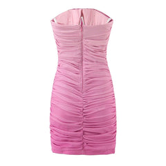 European And American Vacation Ruched Slim Fit Strapless Dresses