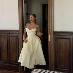 Yellow Sling Midi Dresses