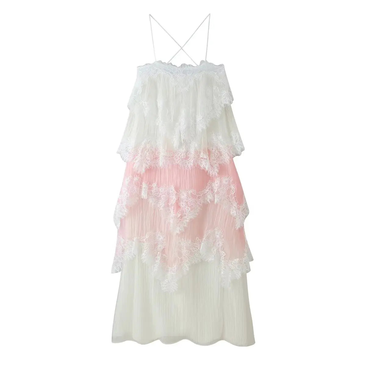 Romantic Tiered Lace Trim Maxi Dresses