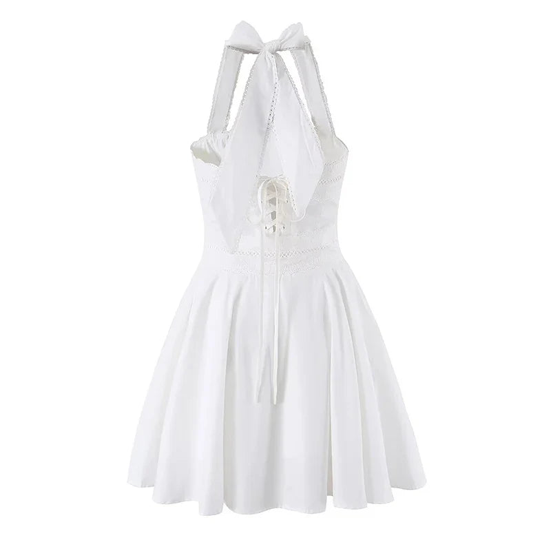 White Halter Mini Dresses